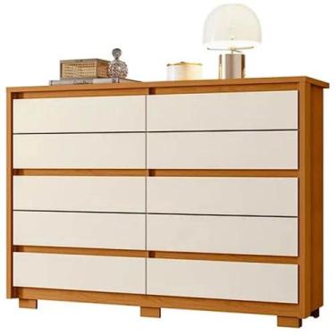 Imagem de Cômoda Duetto 10 Gavetas Albatroz Cor Cinamomo Off White, Cinamomo Off