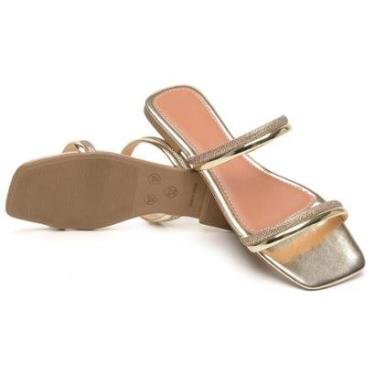 Imagem de Sandália Rasteirinha Feminina com Strass Confortável Fashion Verão-Feminino