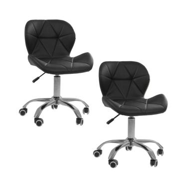 Imagem de Kit 02 Cadeiras Office Eiffel Slim Ajustável Oficial Preto