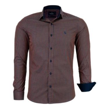 Imagem de Camisa Mini Xadrez Amil Masculina Slim Manga Longa Algodão Fio 50 Ref 