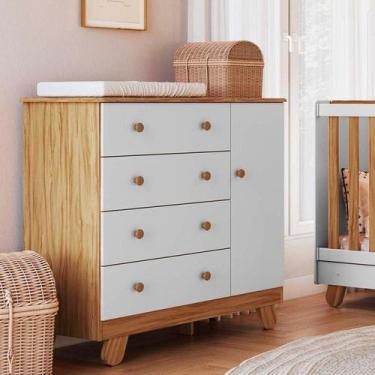 Imagem de Cômoda Infantil 1 Porta 4 Gavetas 100% Mdf 95cm Levy Espresso Móveis A