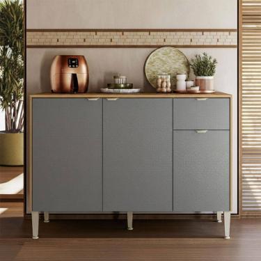 Imagem de Balcão de Cozinha 120 Cm Soul 3 Portas 1 Gaveta Freijó/Gris - Kits Paraná