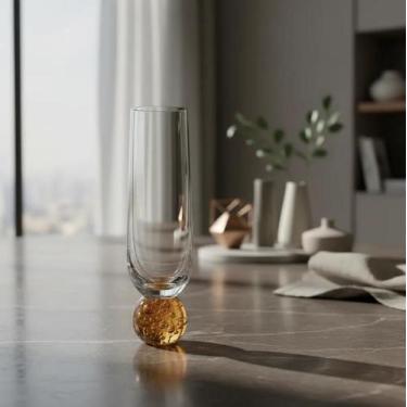 Imagem de Taça Champagne Espumante Vidro Base Em Esfera Bubble Orbe Mel 280ml - 