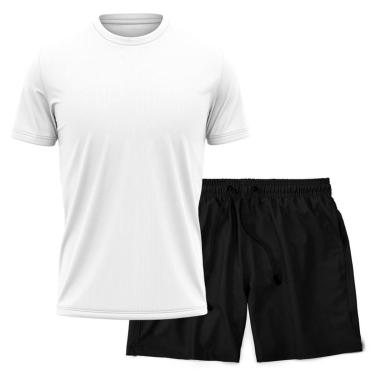 Imagem de Kit Short Praia Academia Passeio Treino Preto + Camiseta Manga Curta Masculina-Masculino