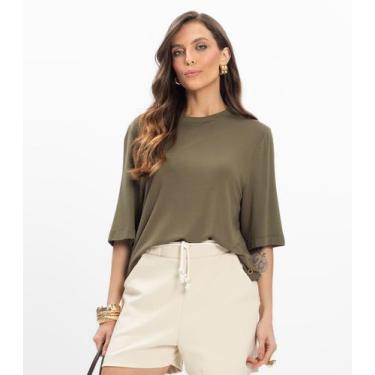 Imagem de Blusa Feminina Manga Curta em Molecotton Endless Verde, GG, Verde