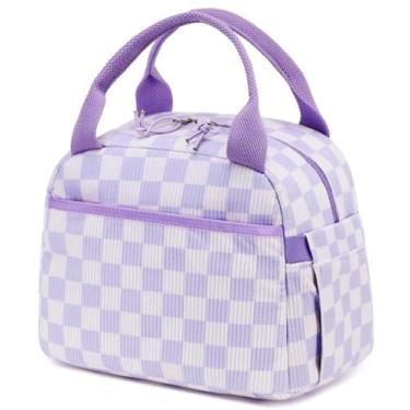Imagem de Lancheira Bluboon Corduroy Checkered Roxo Isolado