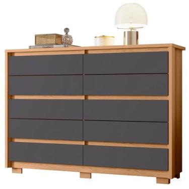 Imagem de Cômoda Grande 10 Gavetas e Pés Duello Freijó/Titanium - Albatroz, Frei