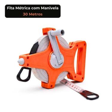 Imagem de Fita Métrica 30m com Manivela Ergonômica Profissional Fibra de Vidro A
