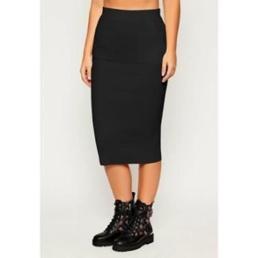 Imagem de Saia Midi Tricot Canelado Eco Preto-Feminino