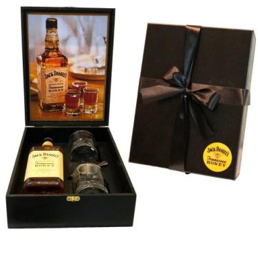 Imagem de Kit Whisky Jack Daniels Honey Mel 1lt + 2 Copos + Dosador
