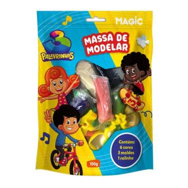 Imagem de Massa de modelar 6 cores 3 moldes 1 rolinho - 3 palavrinhas - 150 g