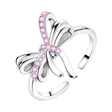 Imagem de Anéis Divididos Em Forma De Borboleta Com Zircônia Azul, Cor Prata 925