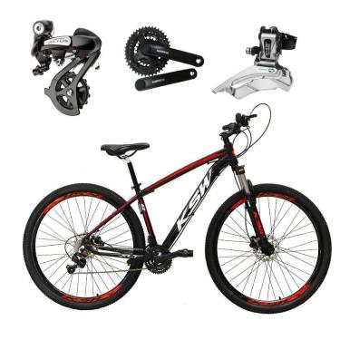 Imagem de  Bicicleta Aro 29 Ksw Xlt Câmbios Shimano Altus 24v K7 Alumínio Freios Hidráulicos Garfo Com Trava - Preto\Vermelho\Branco