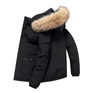 Imagem de Jaqueta masculina de penas grande ganso outono e inverno casaco grosso estilo canadá casaco de neve quente, preto, M