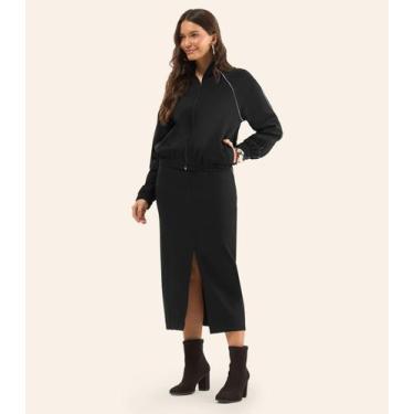 Imagem de Jaqueta Feminina Ponto Roma Manga Raglan Rovitex Preto, P, Preto