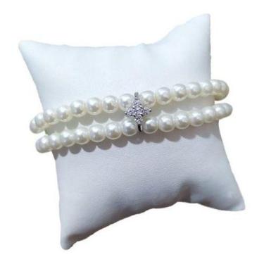 Imagem de Pulseira Bracelete Prata Zircônia E Pérola Noiva Debutante - De Castro