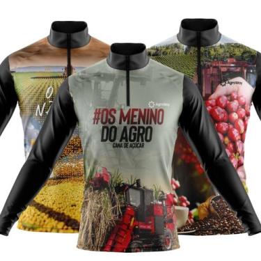 Imagem de Combo Kit 3 Camisas Masculinas Agro Manga Longa Zíper Proteção Uv Slim