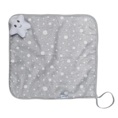 Imagem de Naninha Microfibra para Bebê 34 cm x 25 cm Baby Joy, Estrela Poás Cinz