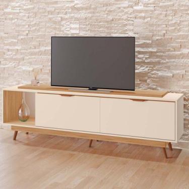 Imagem de Rack Capri 100 MDF 2 Portas 1 Nicho e Pés Estilo Retrô - MH Móveis, Of