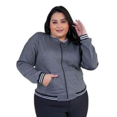 Imagem de Jaqueta Bomber Feminina Plus Size Com Bolsos G1 G2 G3 Blusa Frio Donna Martins-Feminino
