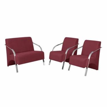 Imagem de Conjunto Poltronas Vênus Braços Alumínio Suede Bordô - D SALLA