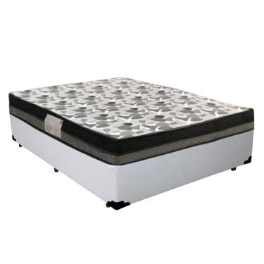 Imagem de Cama Box Casal Sintético + Colchão Casal Ortobom Iso Dupla Face 60x138x188 Cor:branco