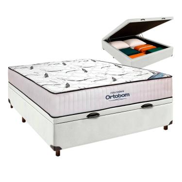 Imagem de Cama Box Bau Branco Com  Colchão Casal High Foam Ortobom