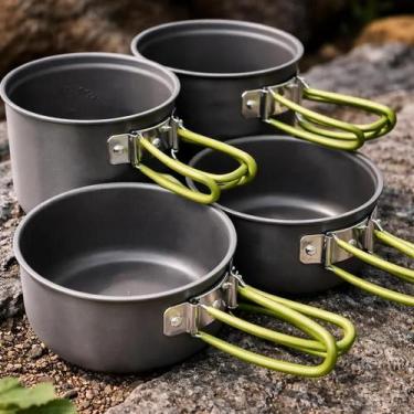 Imagem de Panelas para Camping Kit com 4 em Alumínio Acampamento Pesca - Yeet