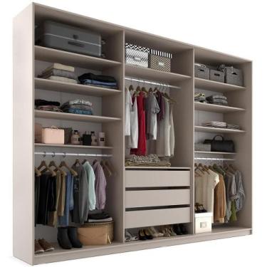 Imagem de Closet Casal Guarda Roupa Sem Porta 237cm 3 Gavetas MDF Pisa R02 Bege 