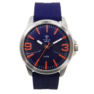 Imagem de Relógio Masculino de Aço Tuguir Analógico Infinity 9169L Prata e Azul e Laranja