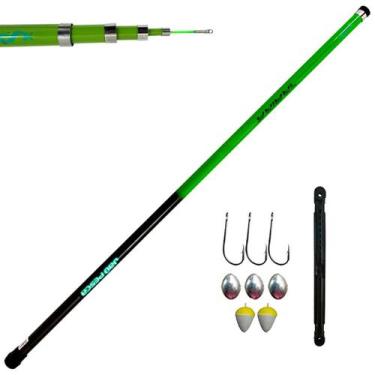 Imagem de Kit 01 Vara Telescópica Gomo Longo JP Traira 6,00m Verde Jaú Pesca e A