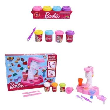 Imagem de Kit Massinha de Modelar 4 Potes Barbie + Massinha de Modelar Sorveteri