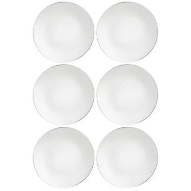 Imagem de Jogo 6 Pratos Rasos de Jantar Almoço 28cm Porcelana Decorada Tramontin