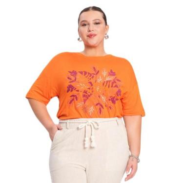 Imagem de Blusa feminina plus size Secret Glam, Laranja, G2