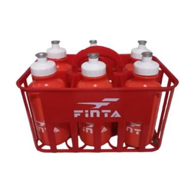 Imagem de Kit Cesta C/6 Squeeze Plástica Finta 500ml Laranja + Suporte Finta Ver
