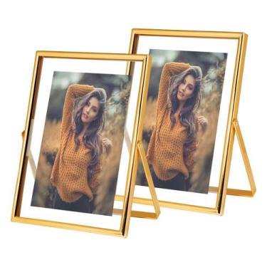 Imagem de Porta-retratos Xinkerco Gold 5x7 (pacote com 2) para fotos 4x6, 3x5