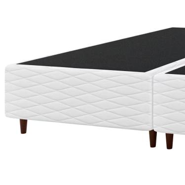 Imagem de Cama Box Queen New Itália Estrutura em Madeira Bipartida com 12 Pés Branco Umaflex Colchões