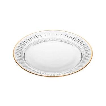 Imagem de Conjunto 2 Pratos de Sobremesa 20cm Cristal com Fio de Ouro Radial Lyor Mesa Posta