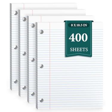Imagem de Papel de folha solta pautado universitário, papel perfurado com 3 furos, 20 x 27 cm, papel para caderno, papel reforçado para 3 fichários, papel pautado universitário, 100 folhas/pacote de papel de