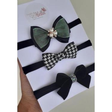 Imagem de Kit faixinhas bebê preto glam - Encantos da Bella 