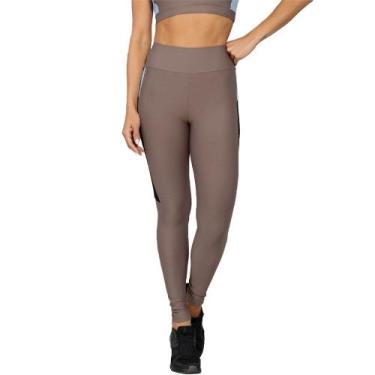 Imagem de Legging Run More Blocking Compression Feminina, Marrom, P