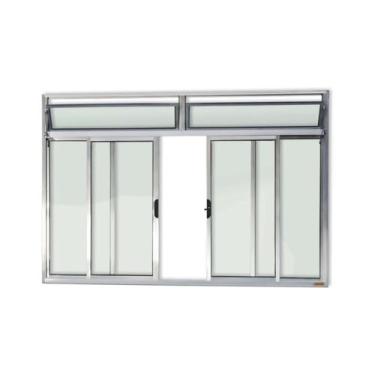 Imagem de Janela de Aluminio de Correr com Bandeira 100x200cm 4 Folhas com Vidro