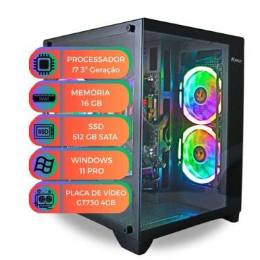 Imagem de Computador Aqua PC Gamer i7 3ª Geração Memória 16GB SSD 512GB GPU GT73