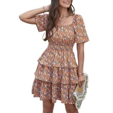 Imagem de Vestido PRETTYGARDEN Floral Curcuma Verão Curto Tamanho L - L