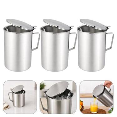 Imagem de Kit 3 Jarra de Inox com Tampa e Aparador de Gelo Água Suco 2L Em Casa 