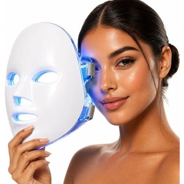 Imagem de Máscara de LED Facial Profissional com Massageador Fototerapia 7 Comprimentos de Onda Silicone Macio Portátil Kapbom