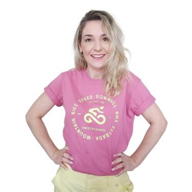 Imagem de Camiseta Go Bike Feminina Casual Ciclismo Rosa/Amarelo-Feminino
