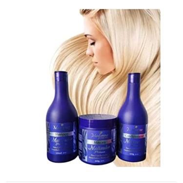 Imagem de Kit de Tratamento Matizador Platinum Shampoo Condicionador e Máscara Naturiun Maycrene (3 ITENS COM 500 ML CADA)