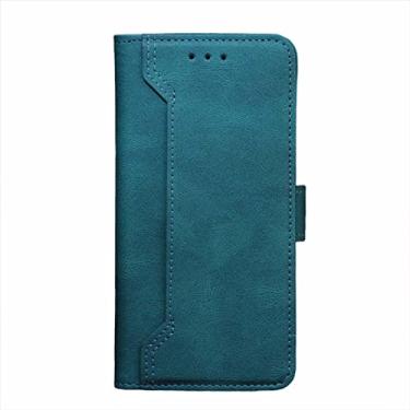 Imagem de LAHappyL Capa para iPhone 13 Pro Max/13 Pro/13/13 Mini, capa tipo carteira flip com suporte magnético de poliuretano termoplástico à prova de choque, azul, 13 Pro Max de 6,7 polegadas