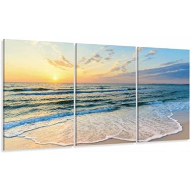 Imagem de Quadro Decorativo Mar Praia Sala Quarto 120x60 3 pçs